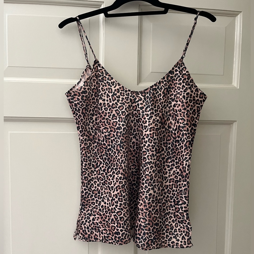 leopard print scoop back cami top